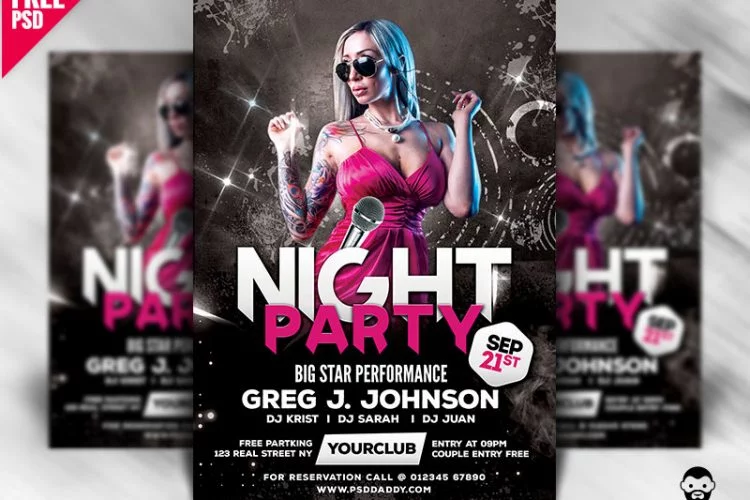 Night Party Flyer Design Free PSD