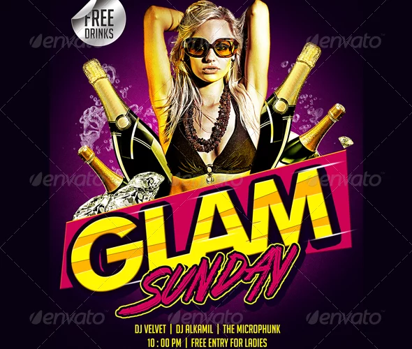 Glam Sunday – PSD Party Flyer