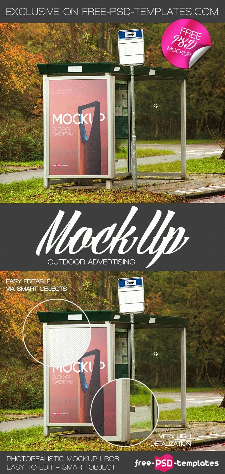 Free Outdoor Advertising Mock-up in PSD