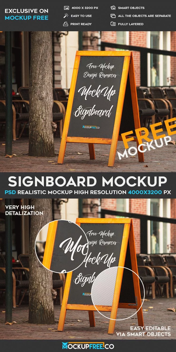 Premium PSD  Poster easel stand mockup front view