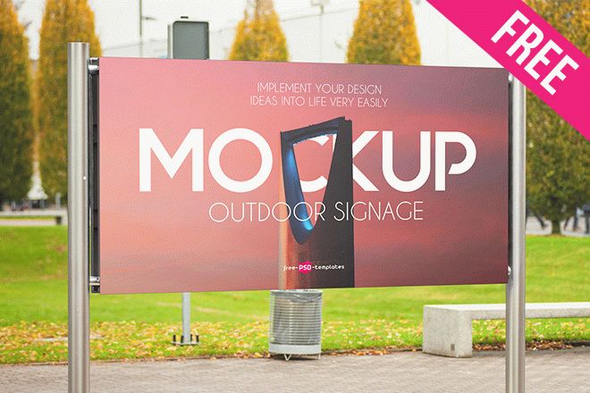 Download Free Outdoor Signage Mock Up In Psd Free Psd Templates PSD Mockup Templates