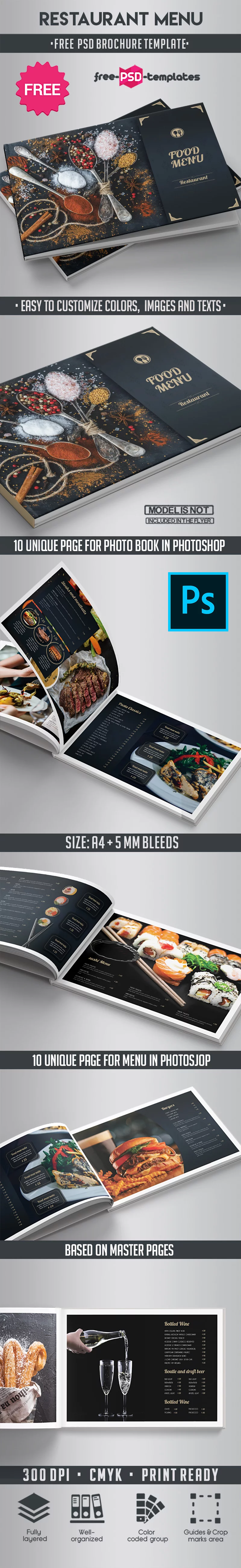 Free Restaurant Menu PSD Template