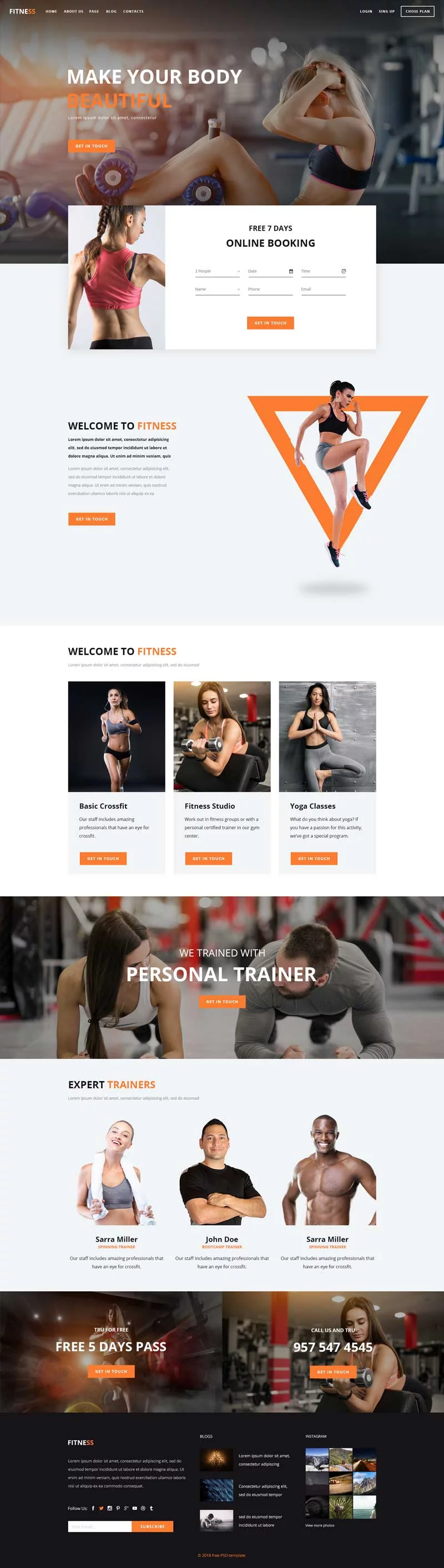 Free Psd Template Landing Page Fitness 2018