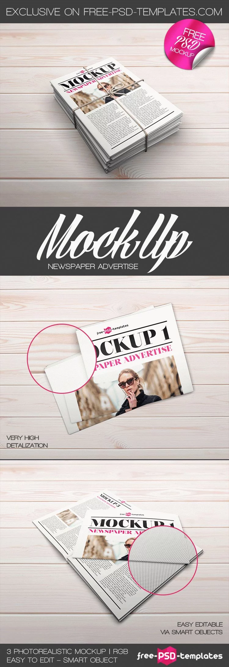 3 Free Newspaper Advertise Mock-ups in PSD