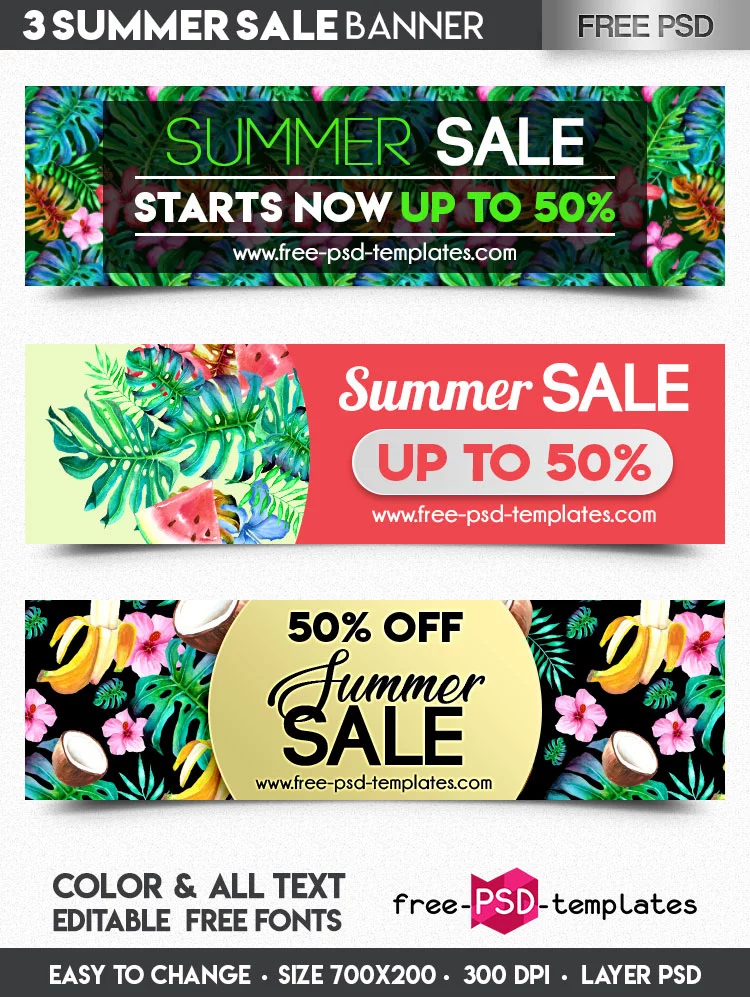 Free Summer Sale Banner in PSD