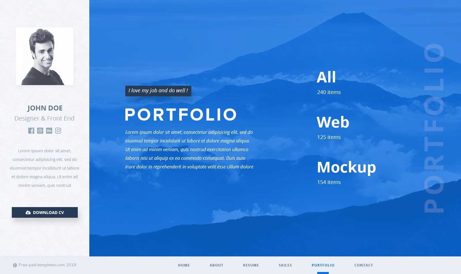 FREE PSD TEMPLATE Resume Portfolio