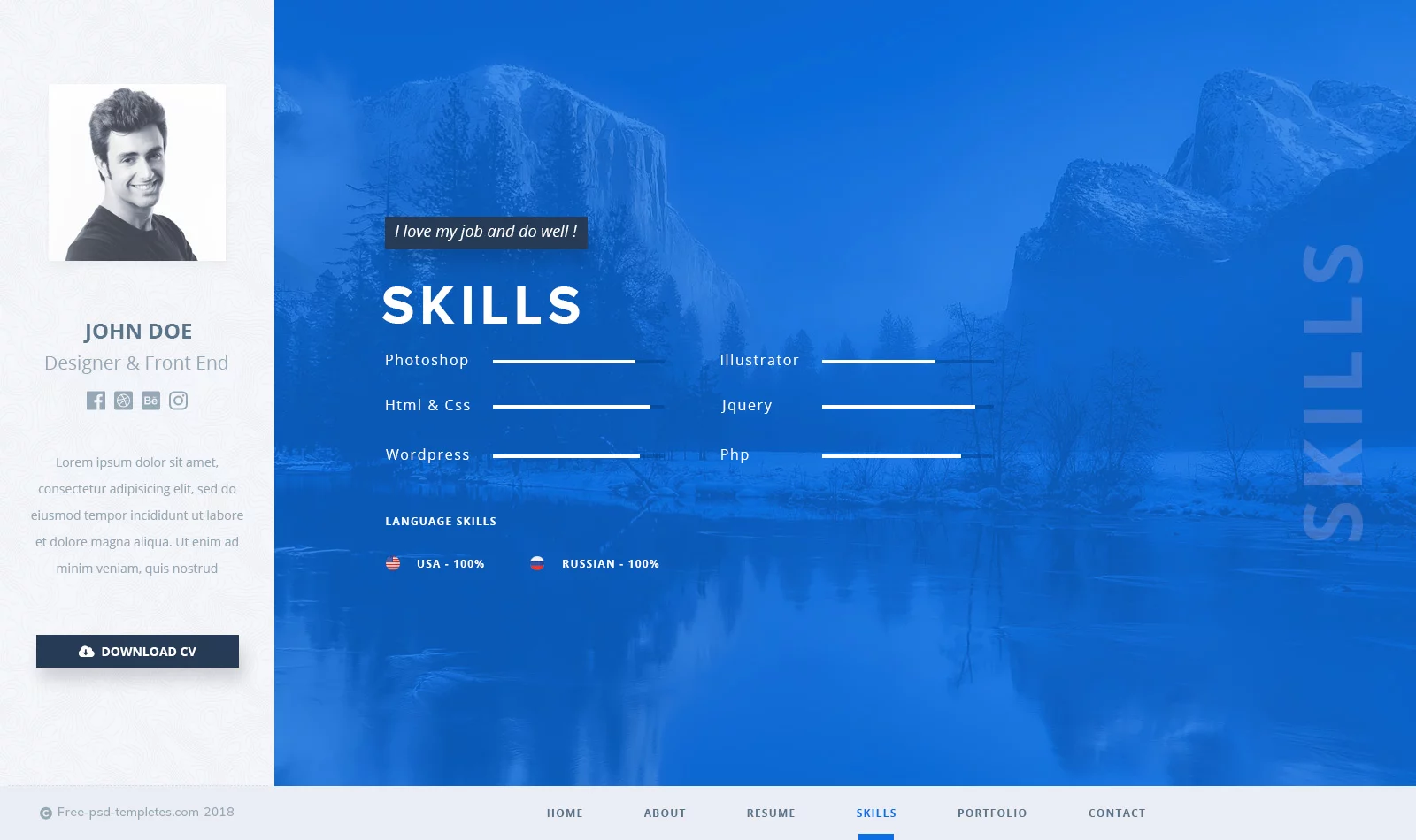 FREE PSD TEMPLATE Resume Portfolio