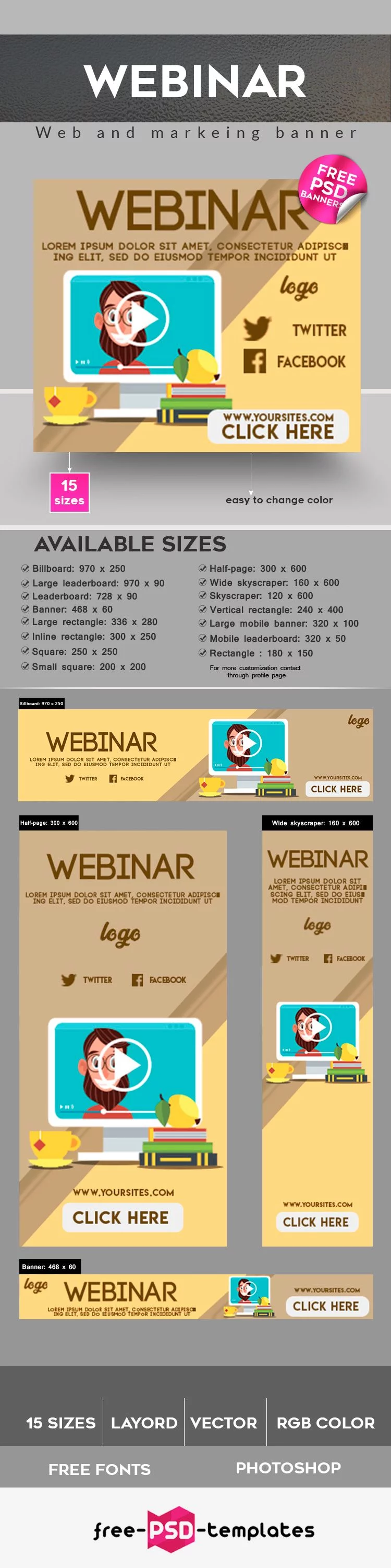 15 FREE Webinar Banner IN PSD