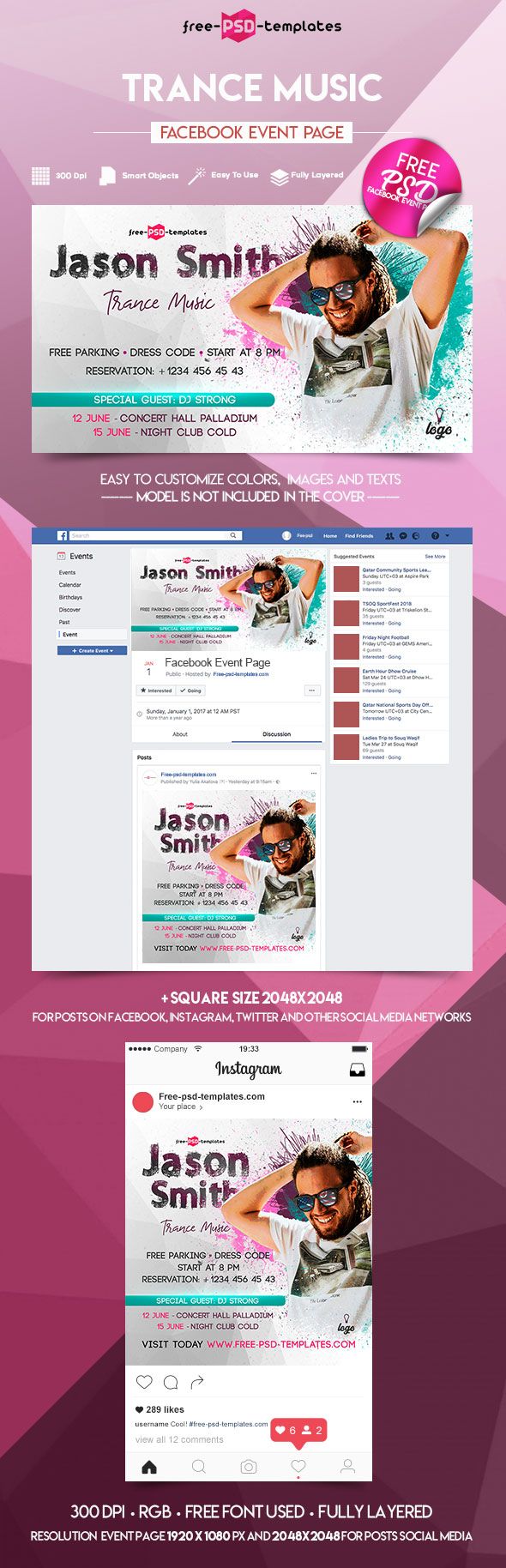 Free Trance Music Facebook Event Page | Free PSD Templates