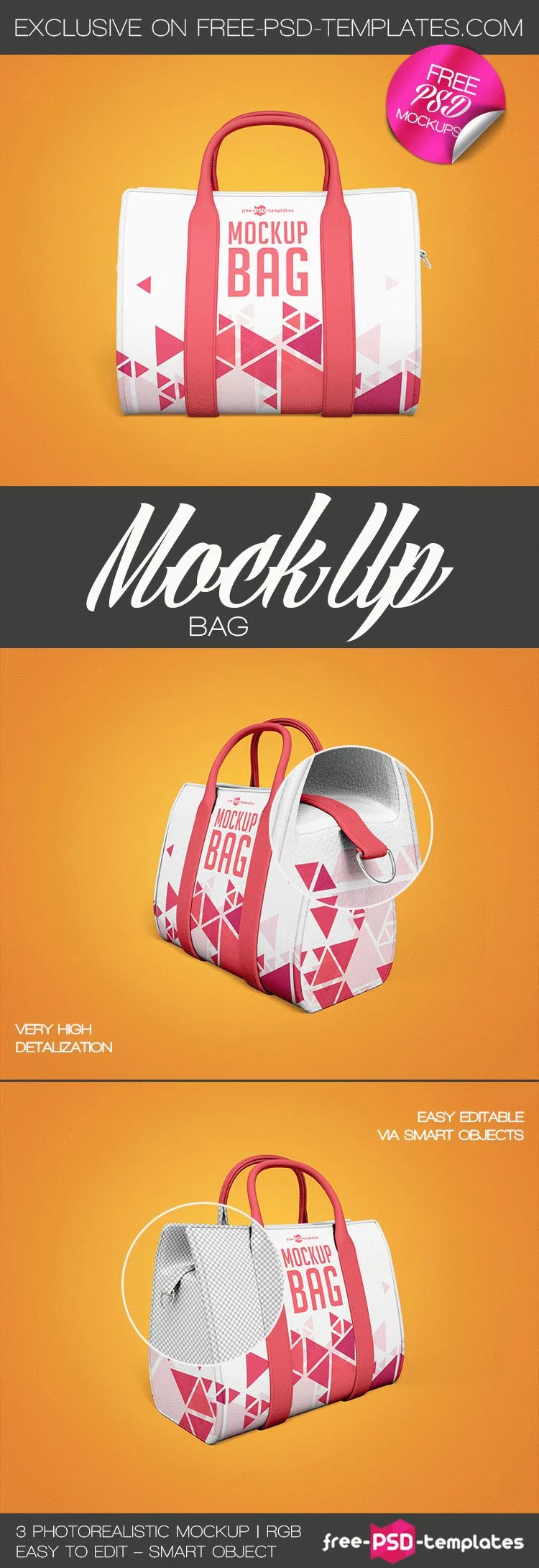 3 Free Bag Mock-ups in PSD