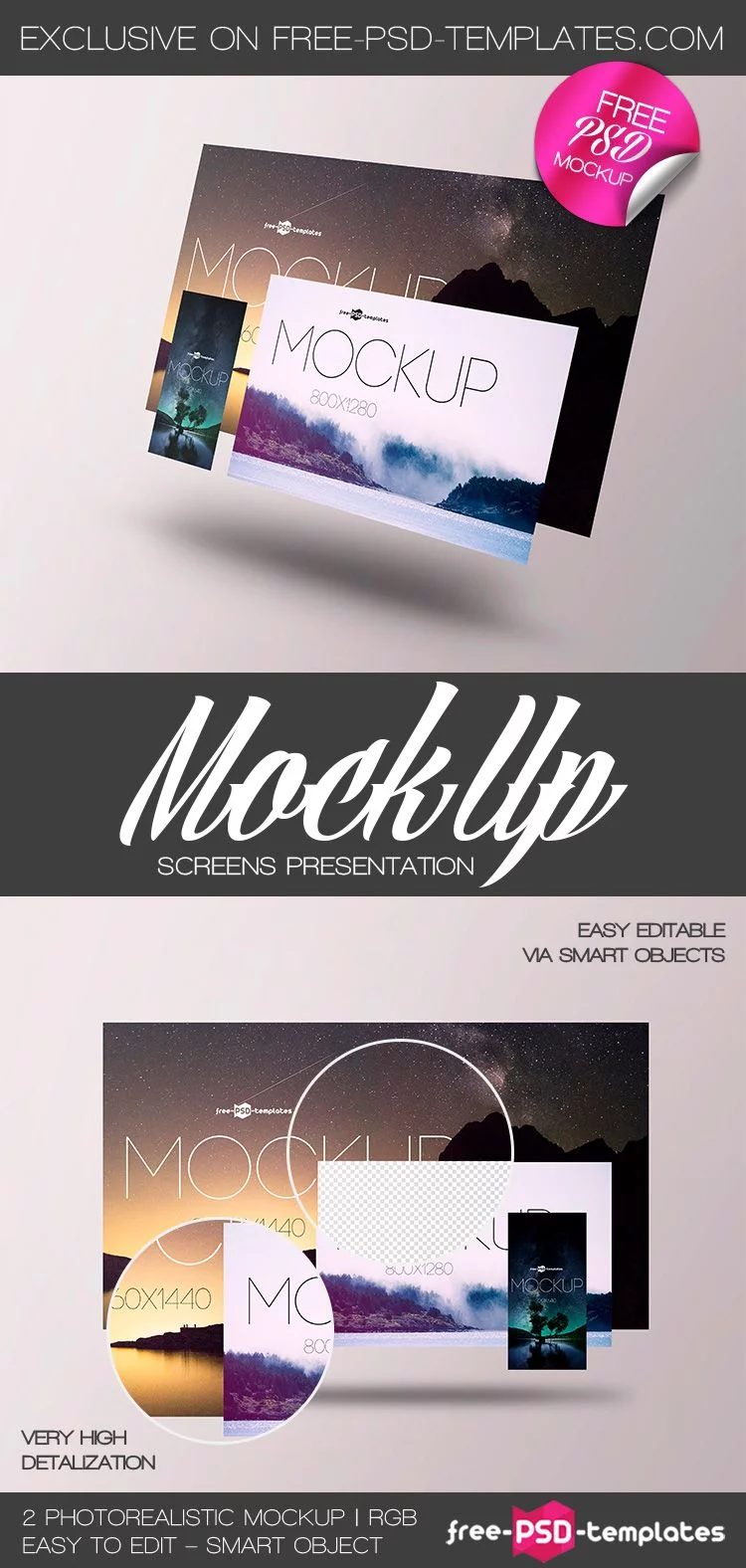 Free Screens Presentation Mockup (PSD)