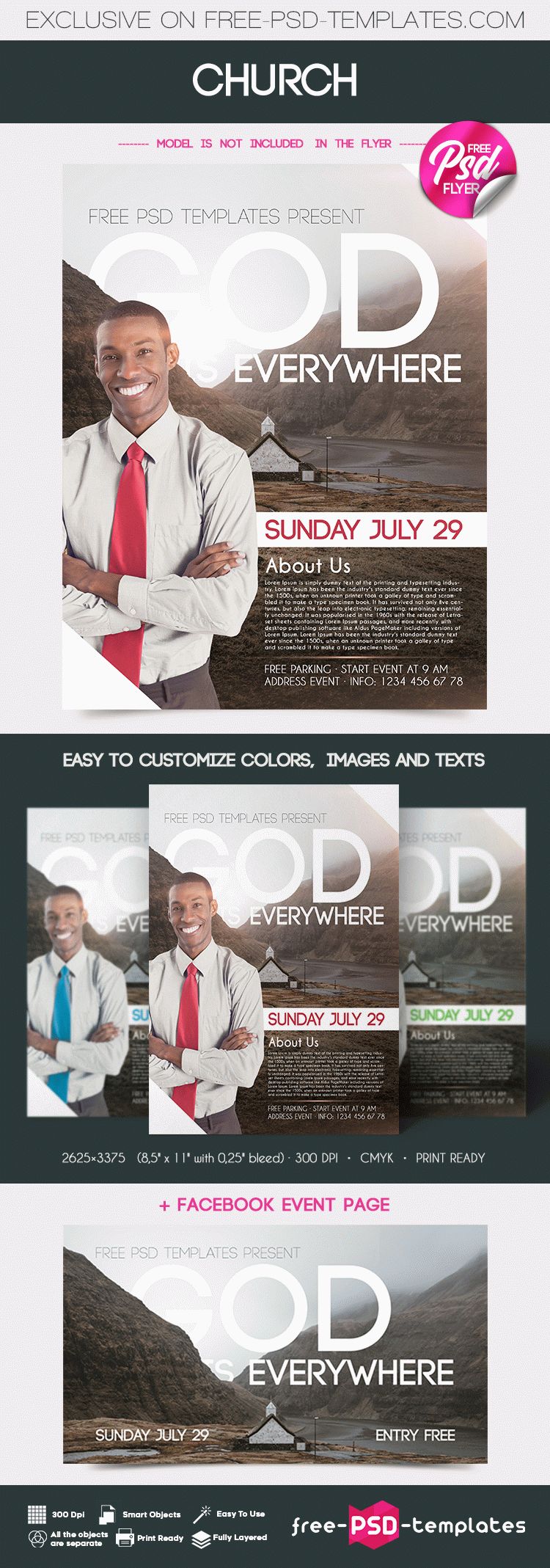 Free Church Flyer in PSD  Free PSD Templates Regarding Free Church Flyer Templates Download