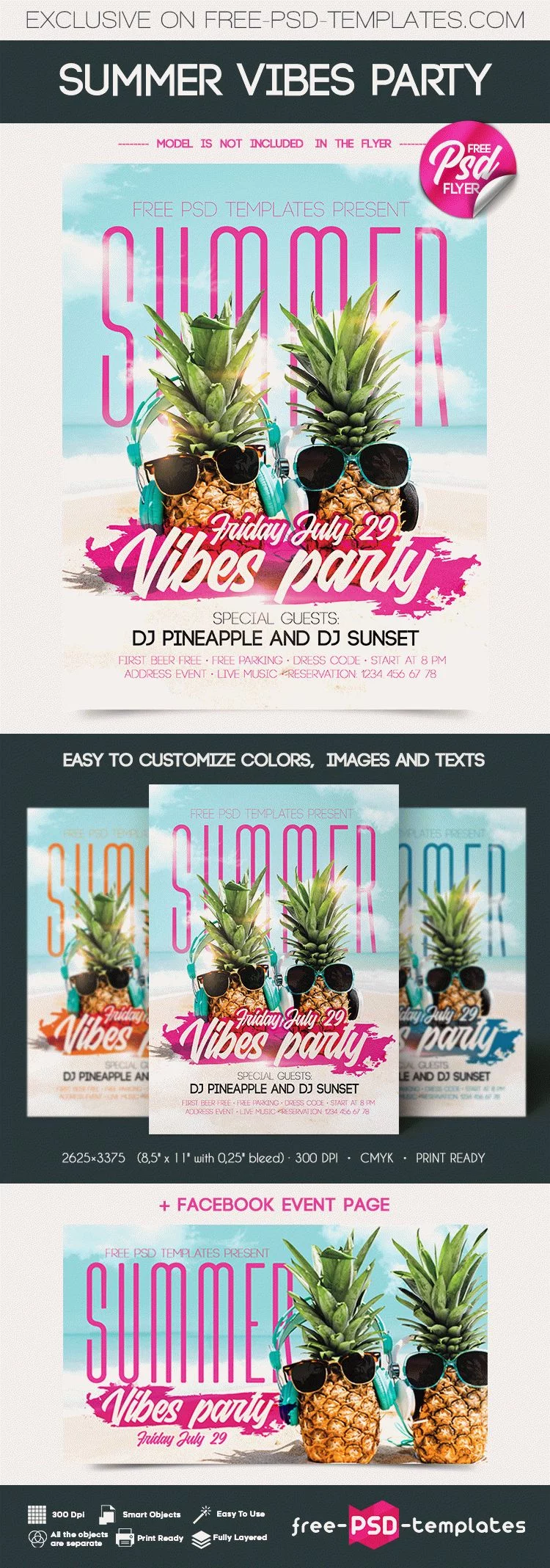 Free Summer Club Party Flyer in PSD