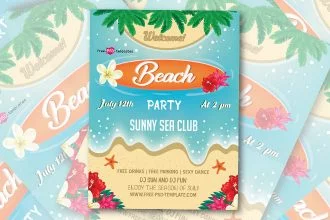 Free Beach Party Flyer in PSD