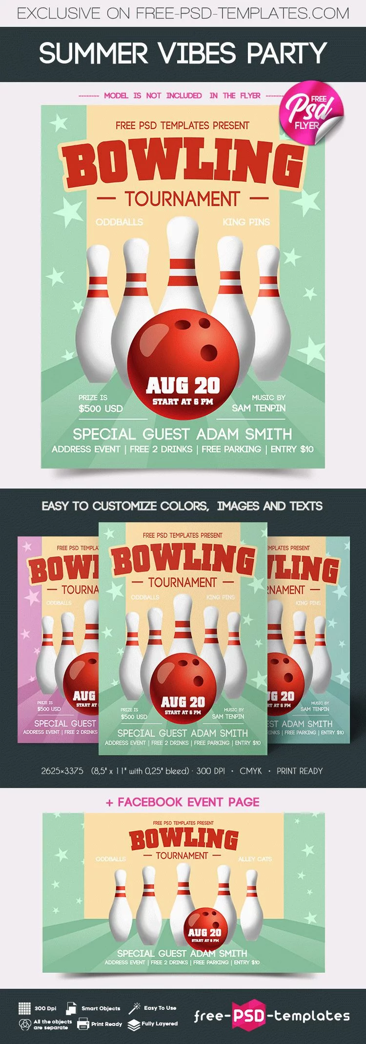 Free Bowling Tournament Flyer in PSD
