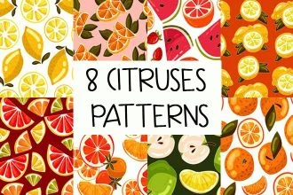 Free Citruses Patterns Set Vector