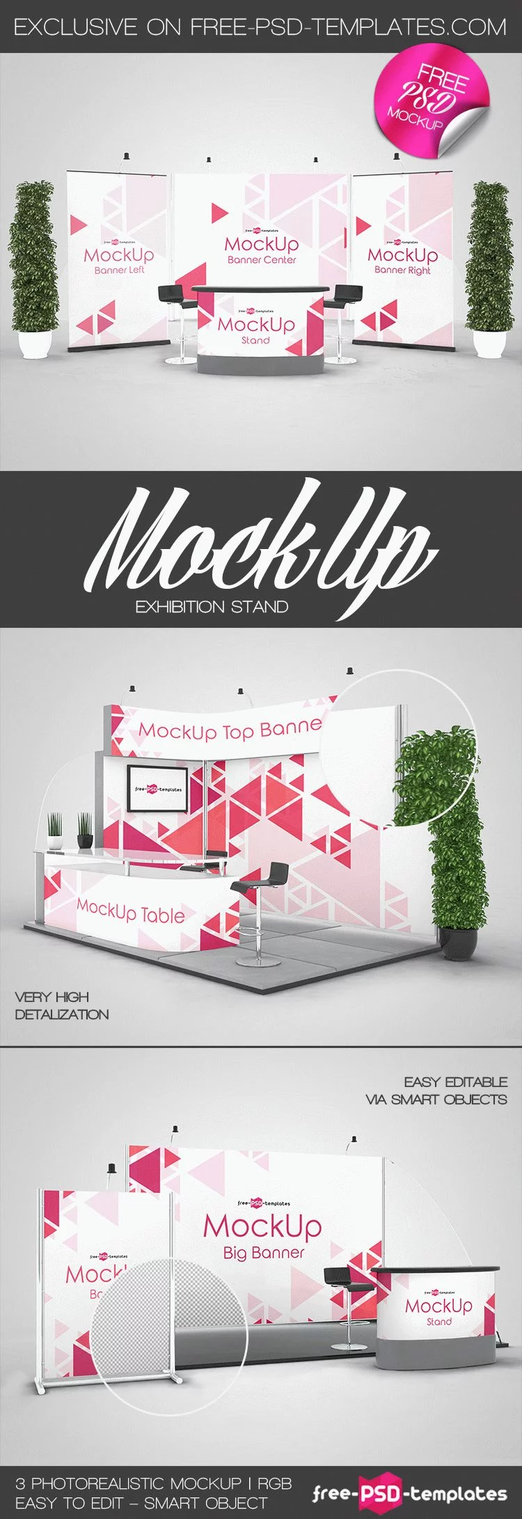 3 Free Exhibition Stand Mock-ups in PSD