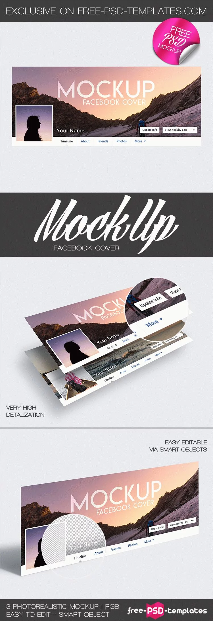 3 Free Facebook Cover Mock-ups in PSD