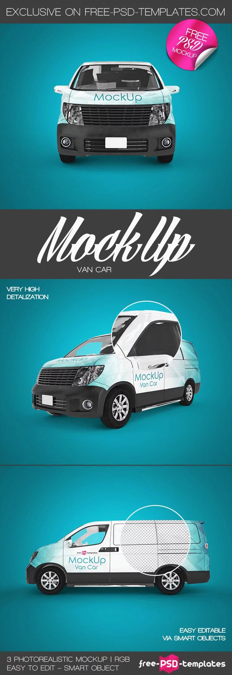 3 Free Van Car Mockup in PSD
