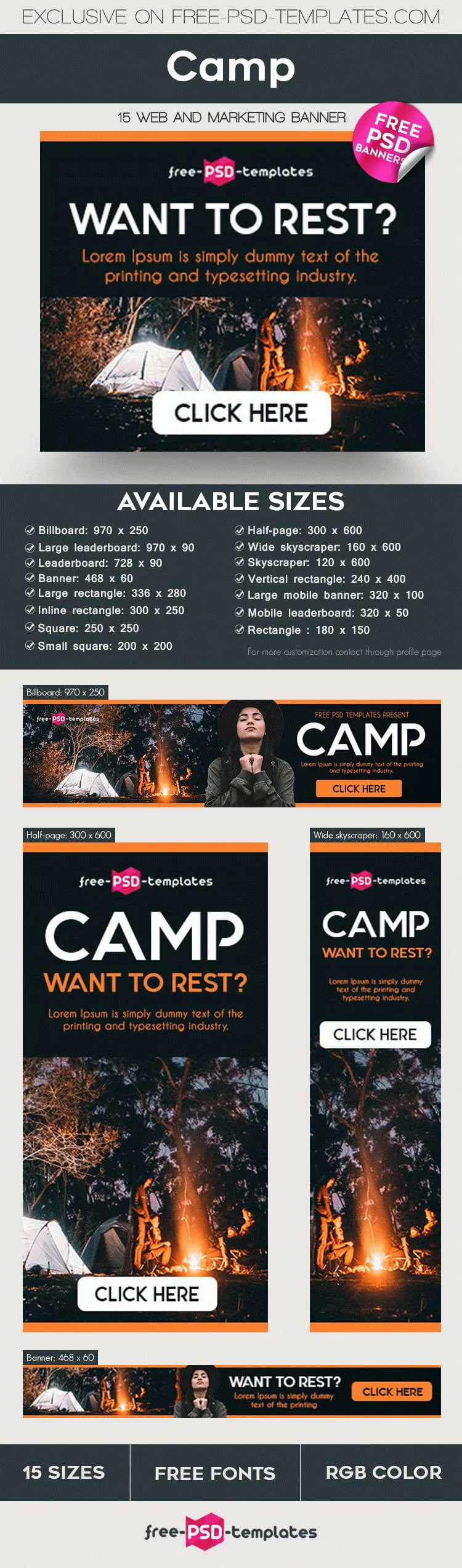 15 Free Camp Banners Collection in PSD