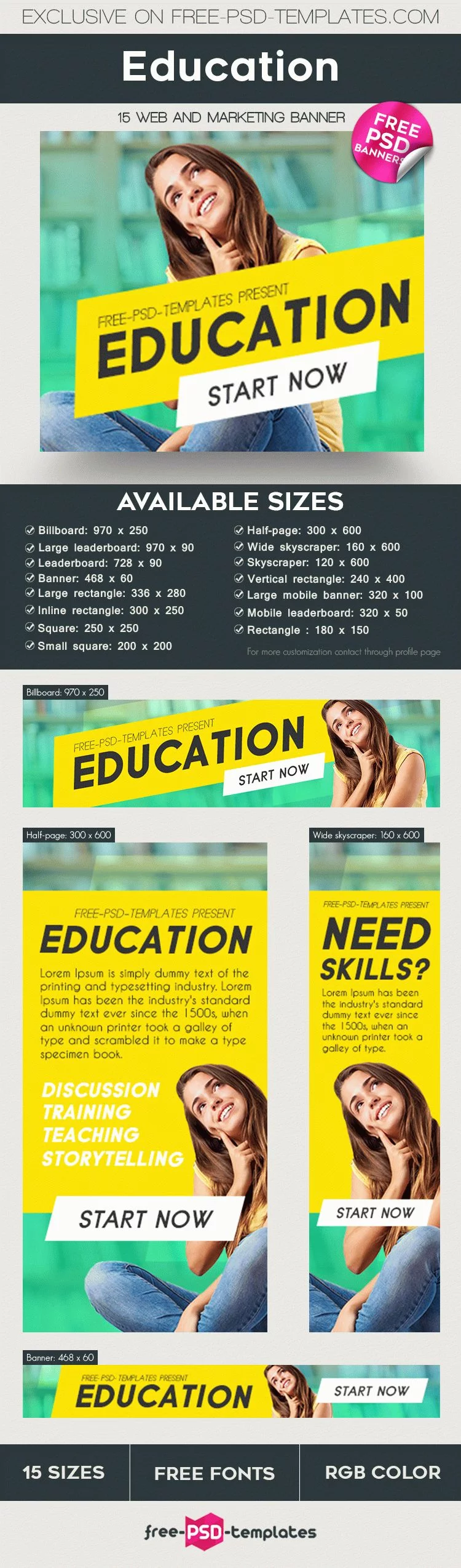 15 Free Education Banners Collection in PSD