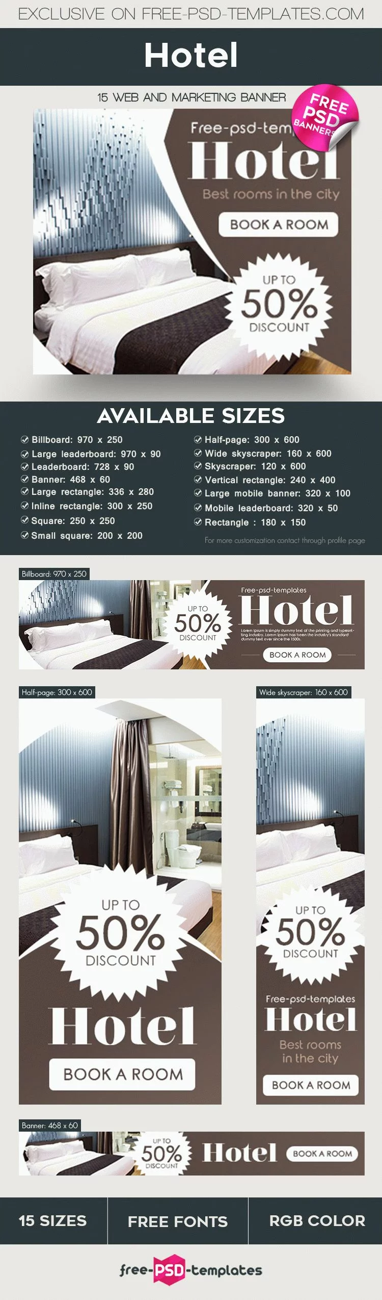 15 Free Hotel Banners Collection in PSD