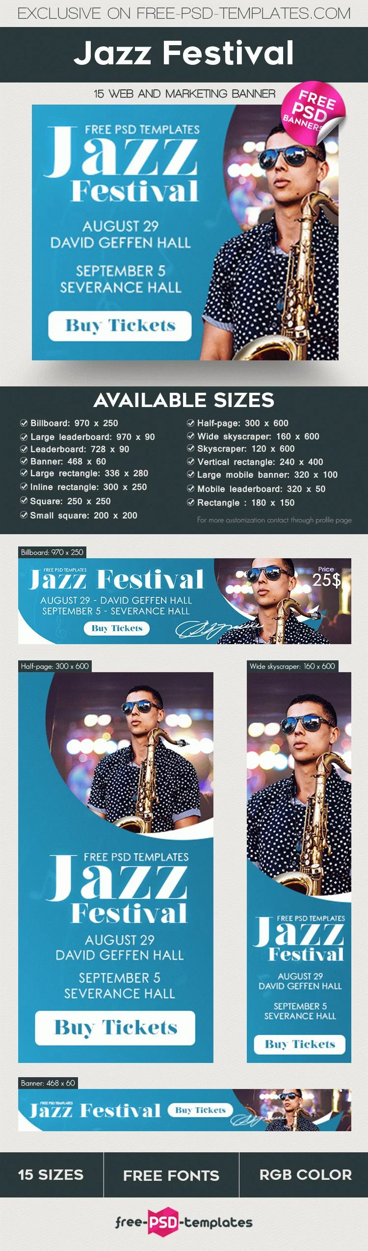 15 Free Jazz Festival Banners Collection in PSD