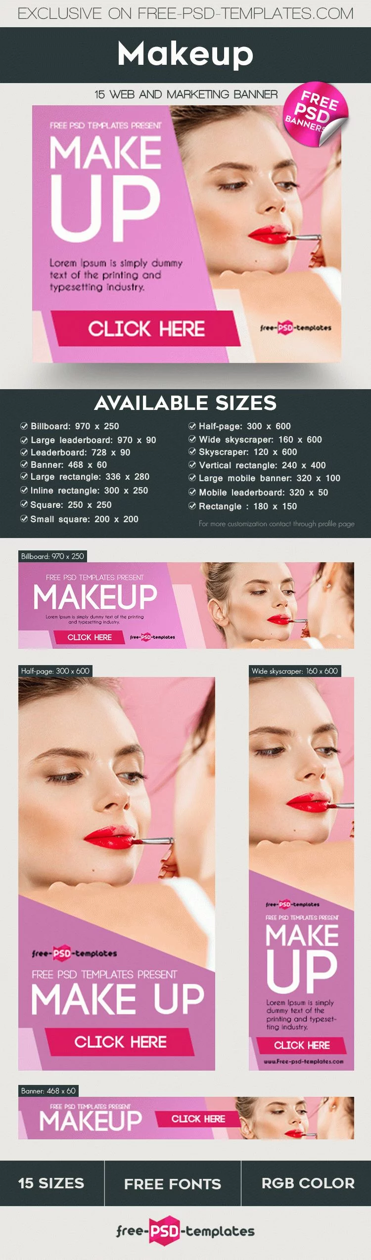 15 Free Makeup Banners Collection in PSD