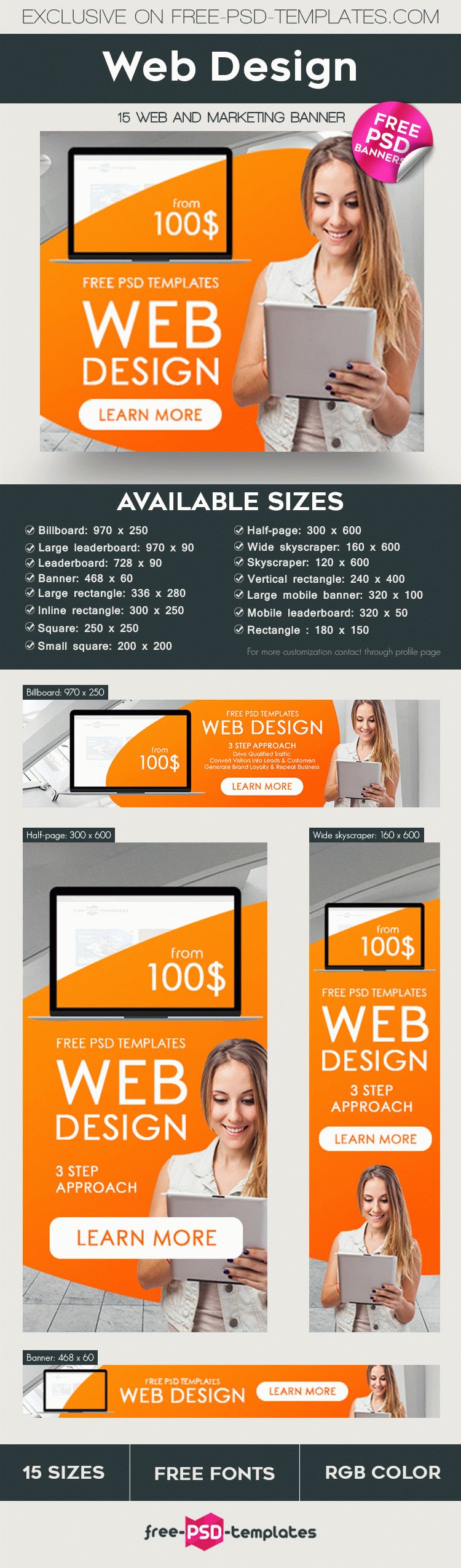 Download 15 Free Web Design Banners Collection in PSD | Free PSD Templates