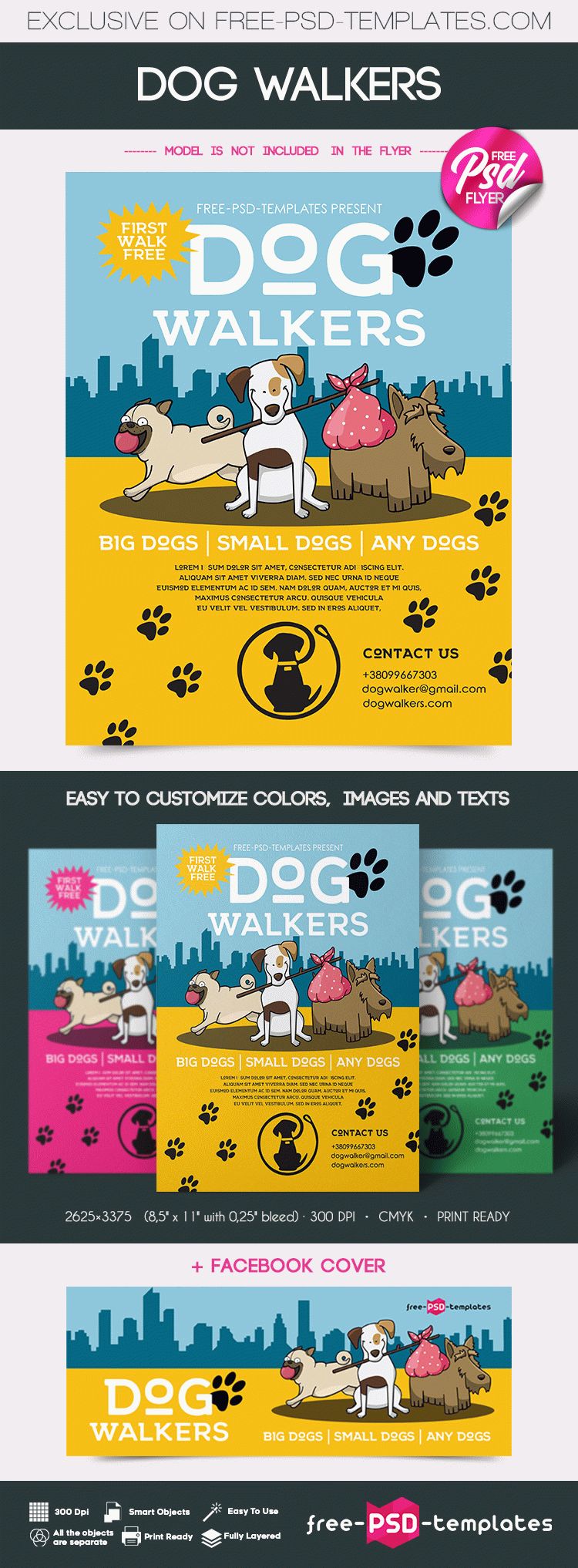 Free Dog Walkers Flyer in PSD  Free PSD Templates With Regard To Dog Walking Flyer Template Free