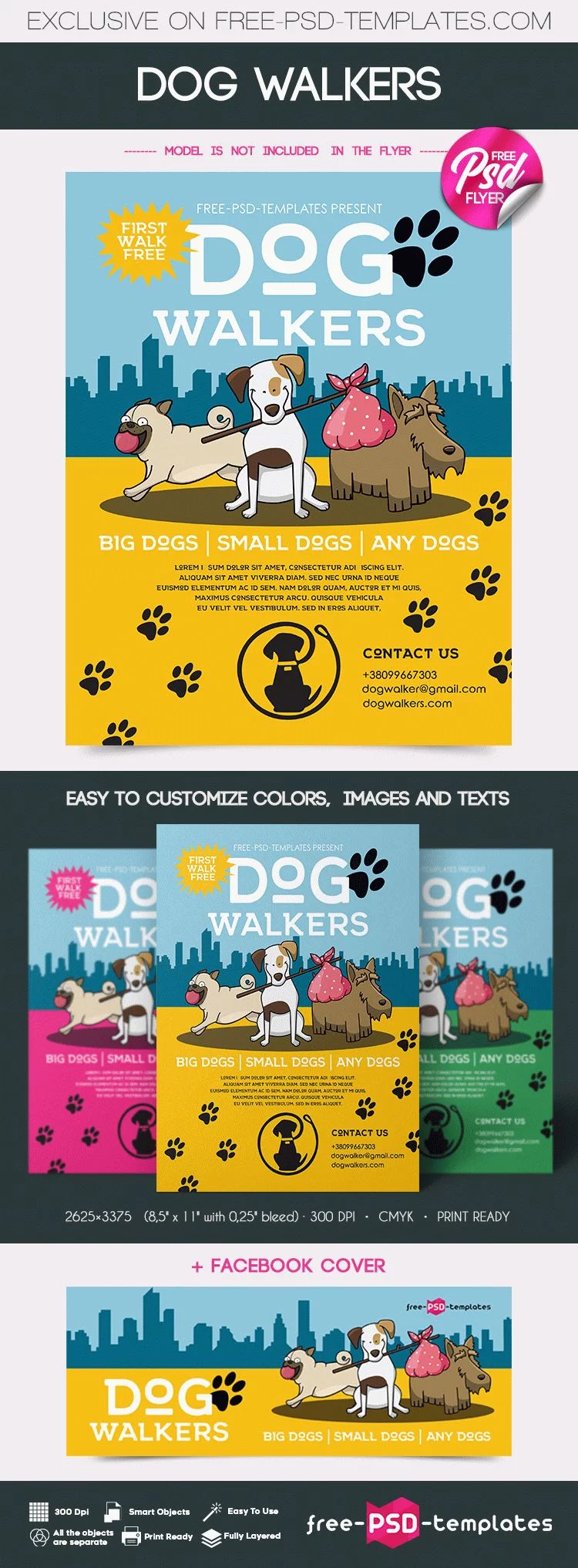Free Dog Walkers Flyer in PSD
