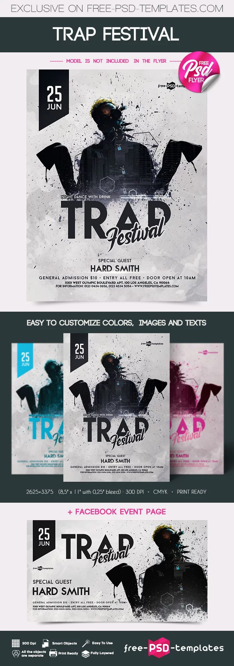 Free Trap Festival Flyer in PSD