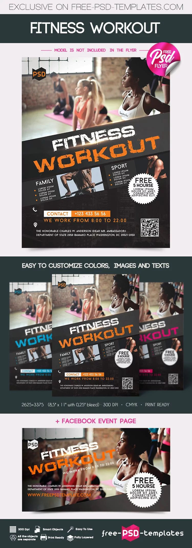 Free Fitness Workout Flyer in PSD