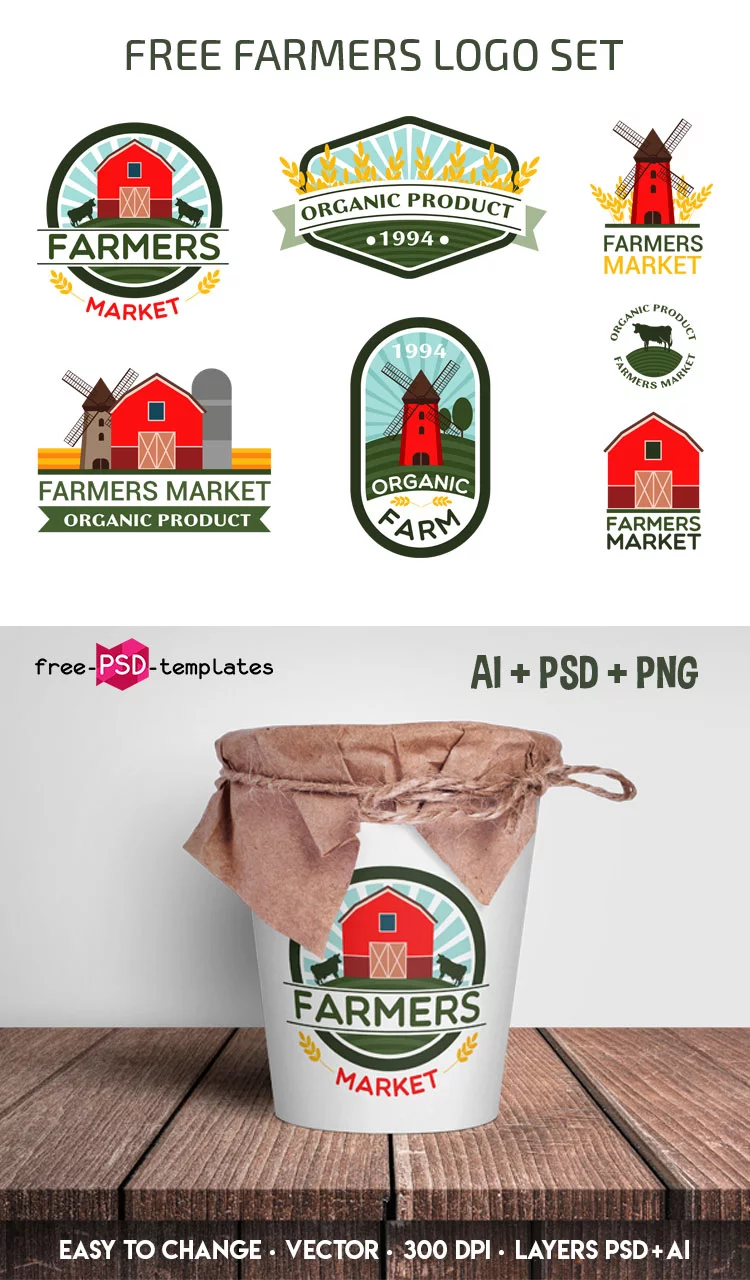Free Farmers Vector Logo Set