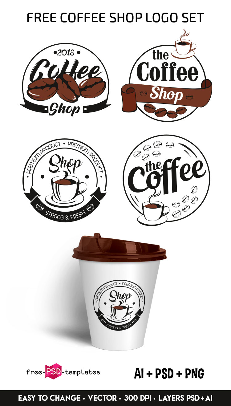 Free Coffee Shop Logo Set | Free PSD Templates