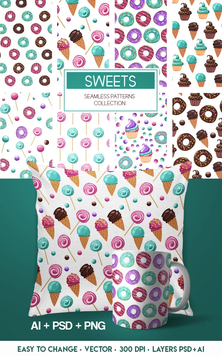 Free Sweets Seamless Patterns