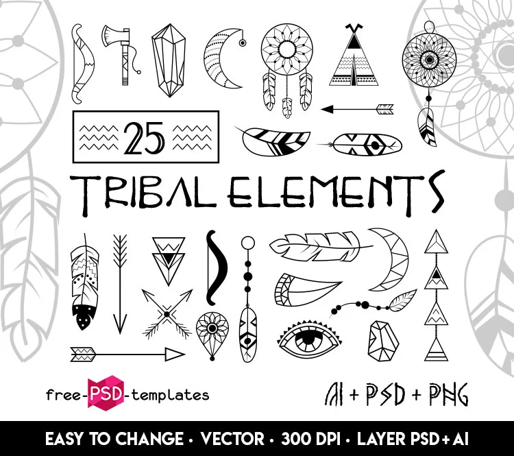 Free Tribal Elements Images PNG ( PSD + Vector)
