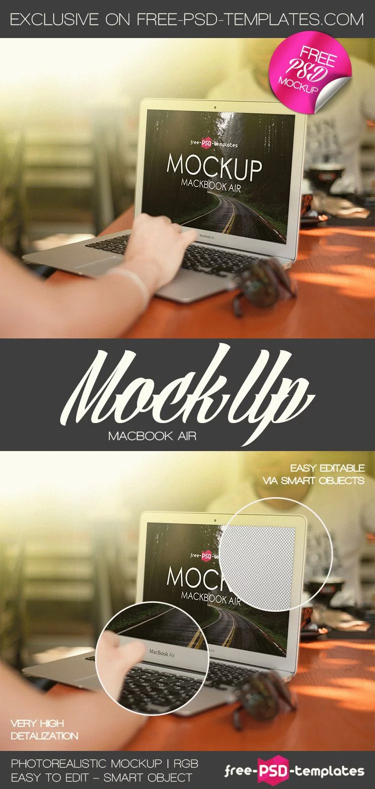 Free MacBook Air Mock-up in PSD
