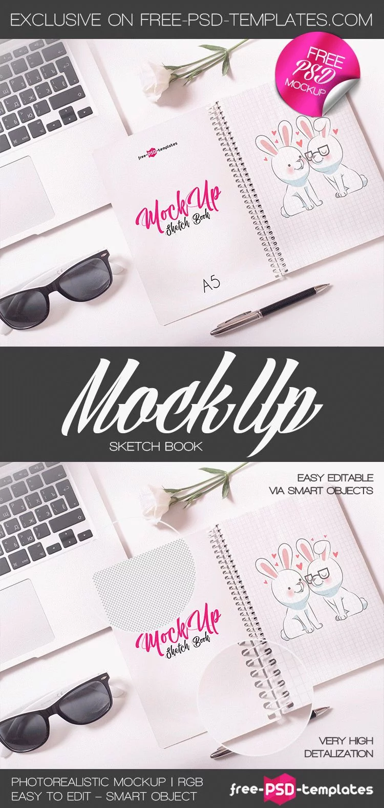 Free Sketch Book Mock-up in PSD