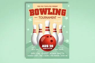 Free Bowling Tournament Flyer in PSD