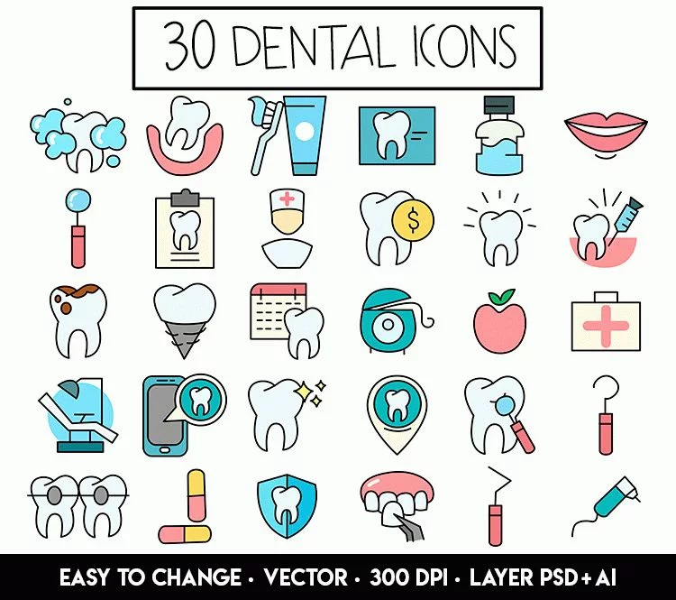 30 Free Dental Icons