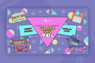 Free Back to 90’s YouTube Channel Banner Templates (PSD)