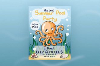Free Summer Pool Party Flyer in PSD