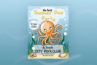 Free Summer Pool Party Flyer in PSD