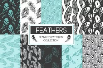 Free Vector Feathers Seamless Patterns