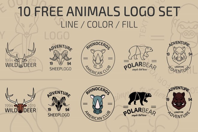 10 Free Animals Logo in Vector Set – Free PSD Templates
