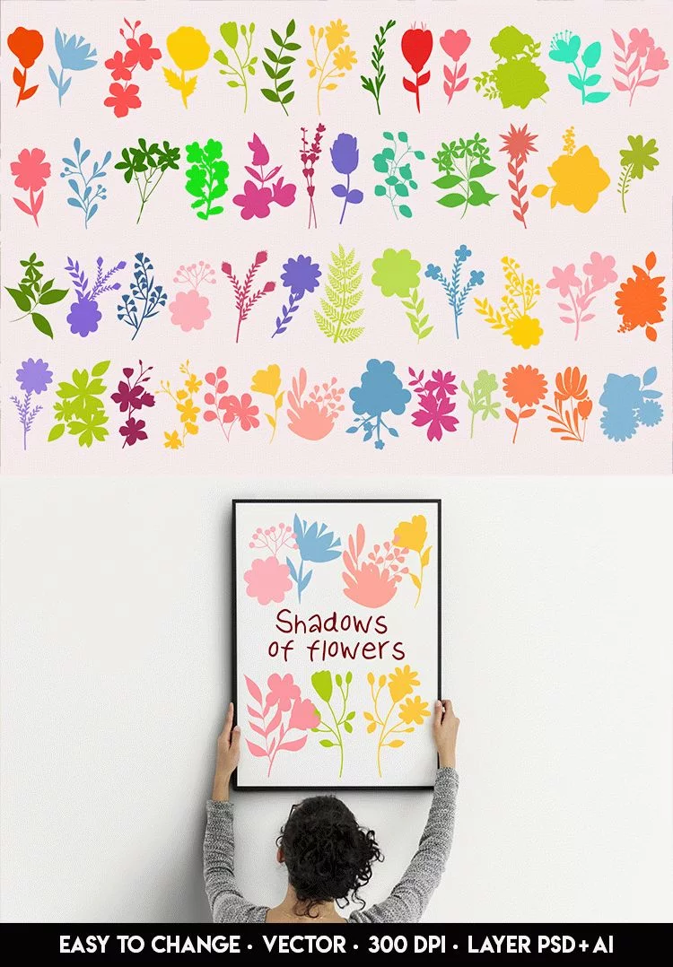 Free Flowers Shadows Vector Elements