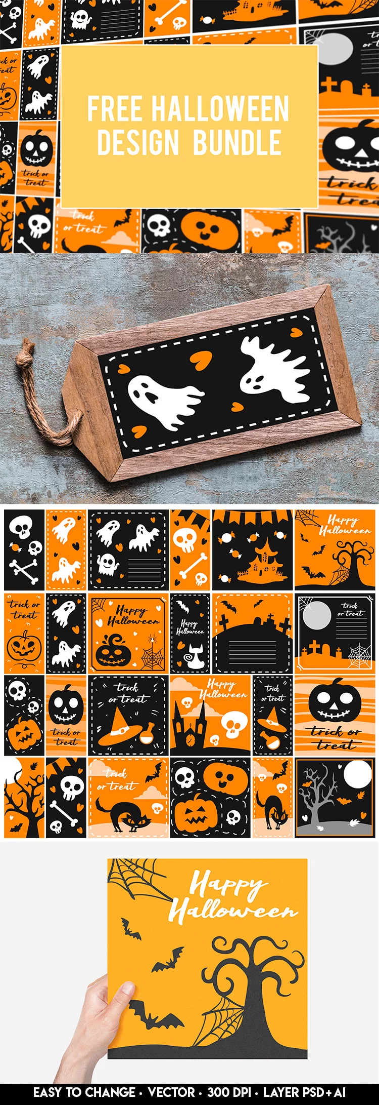 Free Vector Halloween Design Bundle