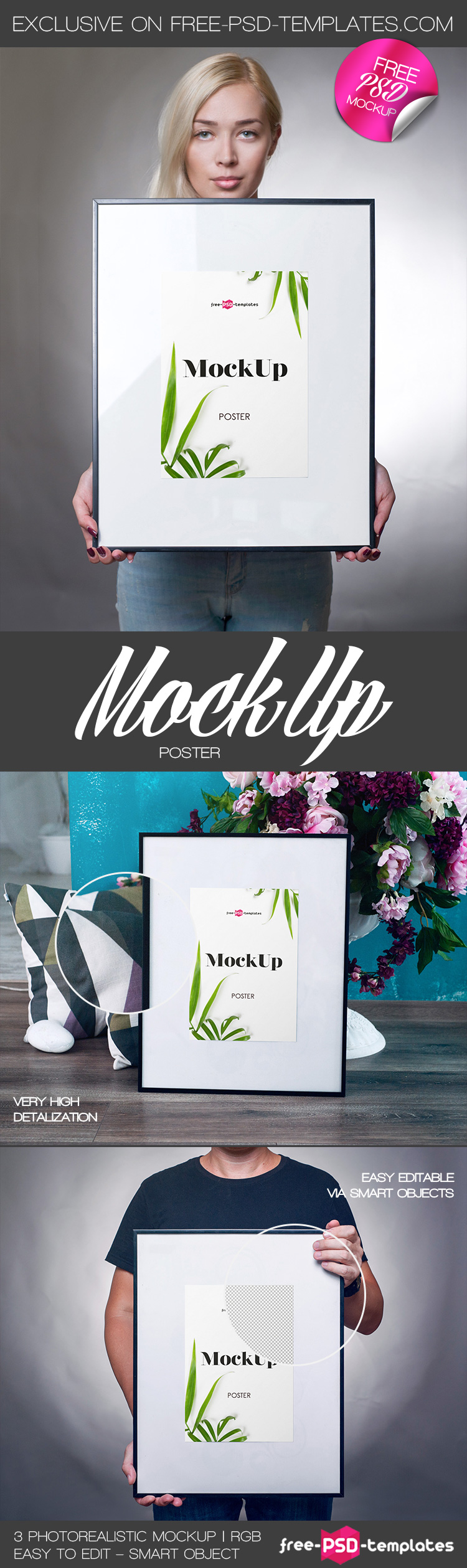 Download 3 Free Poster Mockups | Free PSD Templates