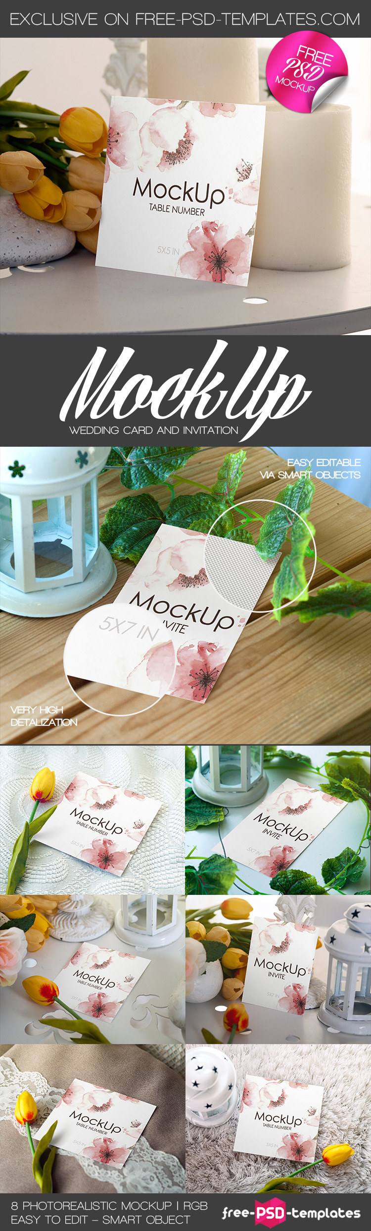 Download Free Wedding Invitation And Card Mockups Set Free Psd Templates Yellowimages Mockups